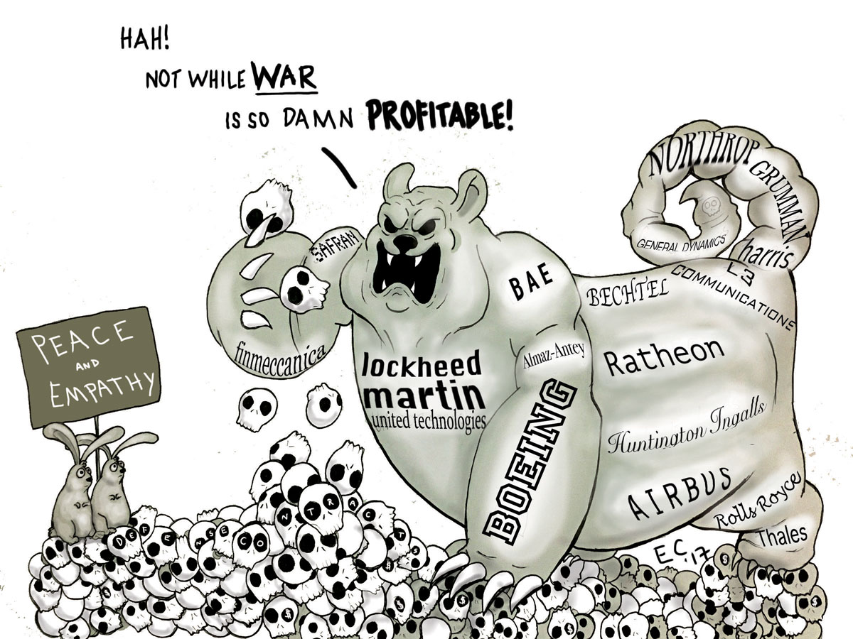 Sheeptoast editorial cartoon: Defense Contracts Conundrum