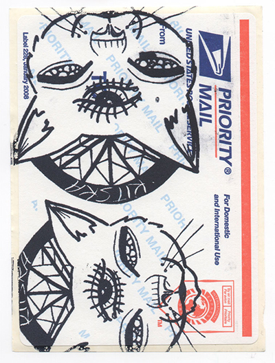 Stickers created on a Priority Mail label from the post office