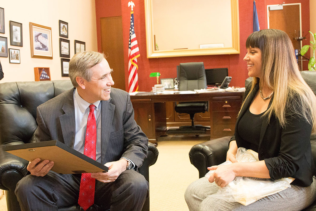 Brenda Tracy and Jeff Merkley