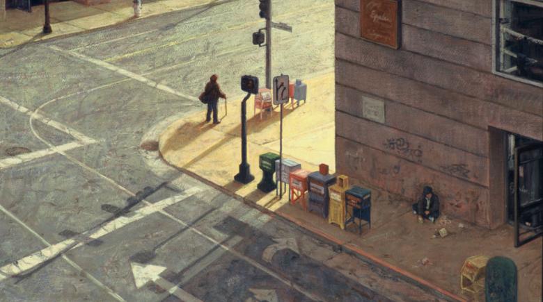 Painting of a street corner