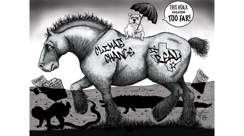 Sheeptoast editorial cartoon: Harvey Is No Hoax