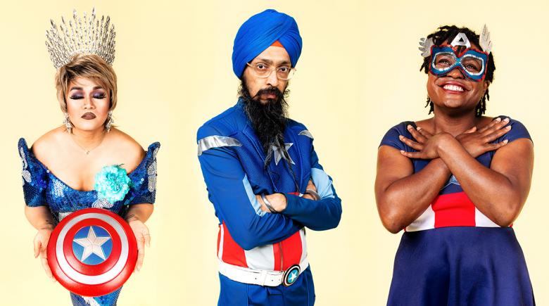 Photos of diverse people dressed as Captain America