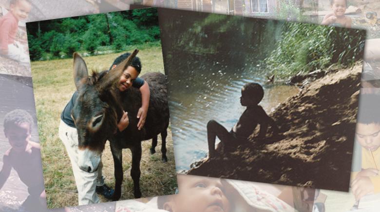 A collage of childhood photos of Jordan Merrell