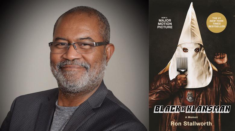 Ron Stallworth and the cover of his book, "Black Klansman"
