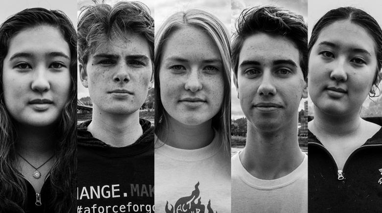 Portraits of five teenage climate activists