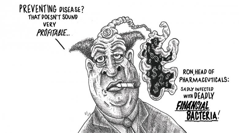 Sheeptoast editorial cartoon: Financial Bacteria