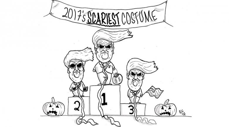 Sheeptoast editorial cartoon: Scariest Costume