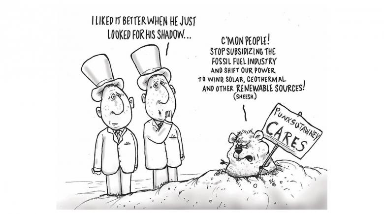 Sheeptoast editorial cartoon: Groundhog Day