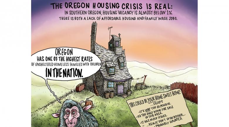 Sheeptoast editorial cartoon: Housing Crisis